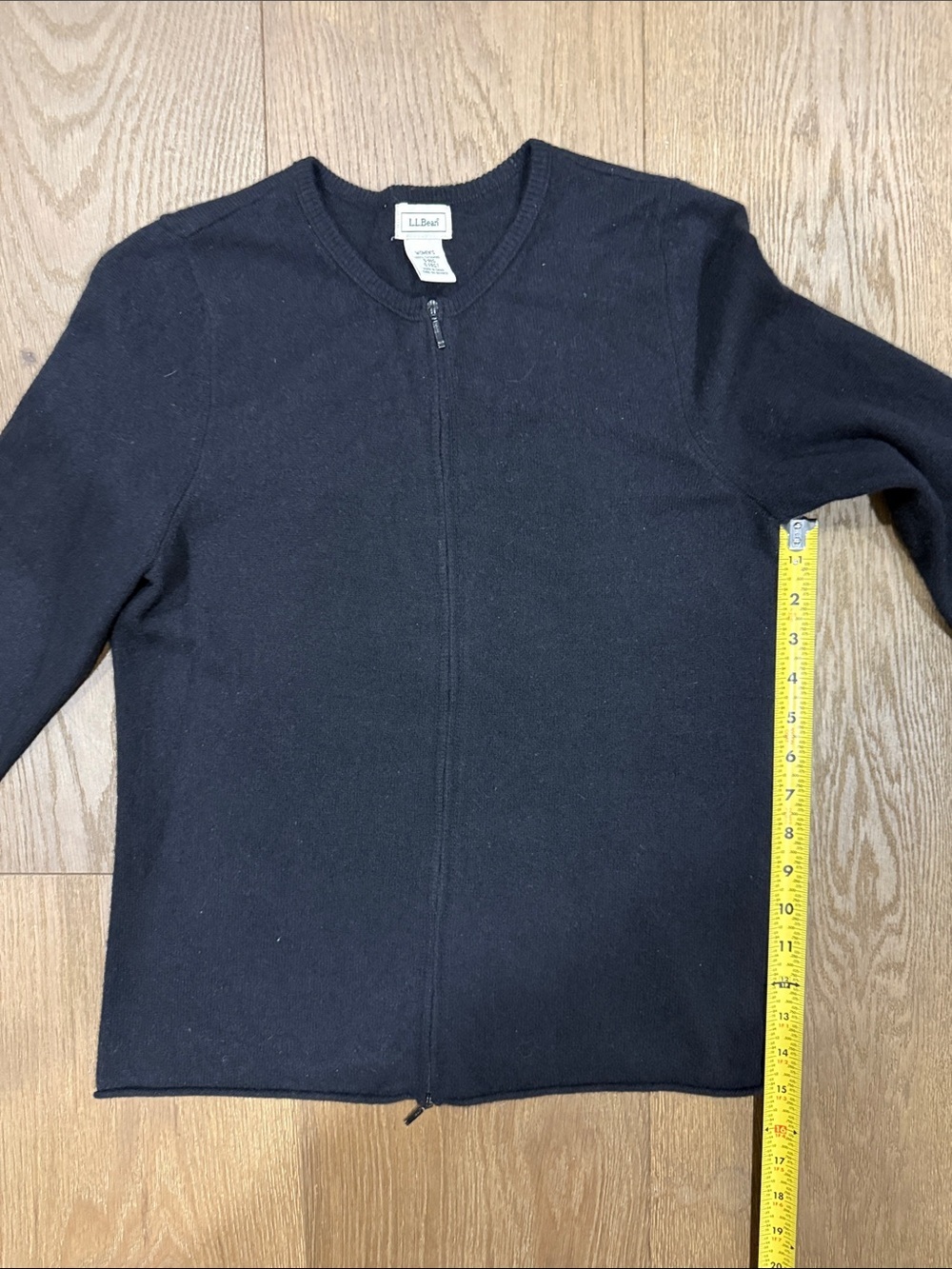 L.L. Bean Black 100% Cashmere Zip Up Sweater - Picture 6 of 7